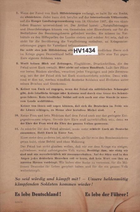 Original WWII German Propaganda for Germans! - Deutsche Volksgenossen! - Fully Translated - Rare - Image 3