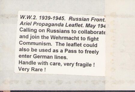 Original WWII German Propaganda Leaflet/ Booklet For Soviet Soldiers - Very Rare - Translated -  Fragile Artefact - Image 2