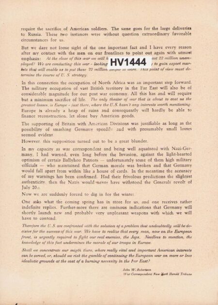 Original WWII German Propaganda for US Soldiers in 1944 - Fake News - New York Hearld Article - Very Rare - Image 3