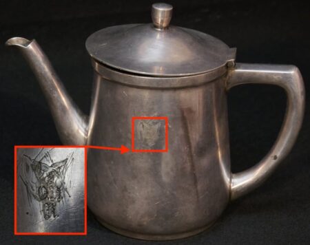 Original WWII German Luftwaffe Silver -  1.L Tea Pot - Luftwaffe Offiziersheim Kaufbeuren - Fliegerhorst Kaufbeuren- Rare