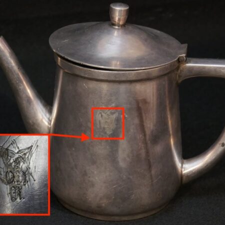 Original WWII German Luftwaffe Silver -  1.L Tea Pot - Luftwaffe Offiziersheim Kaufbeuren - Fliegerhorst Kaufbeuren- Rare