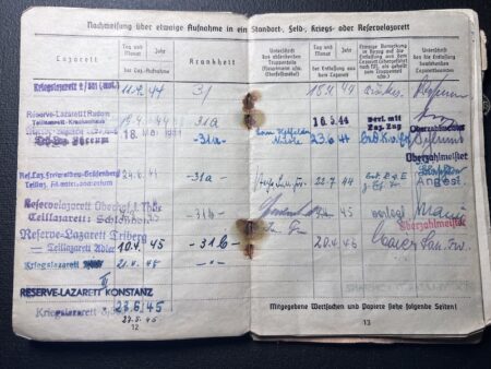 Original WWII German Soldbuch - Oberleutnant Ringel - Italy Milan 1943 -  Grenadier Regiment 216 - 102 Inf Div - Iron Cross First Class - Escaped Pillau 1945 - POW Western Front! - Rare - Image 11