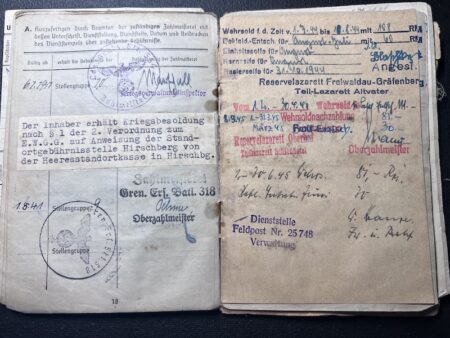 Original WWII German Soldbuch - Oberleutnant Ringel - Italy Milan 1943 -  Grenadier Regiment 216 - 102 Inf Div - Iron Cross First Class - Escaped Pillau 1945 - POW Western Front! - Rare - Image 14