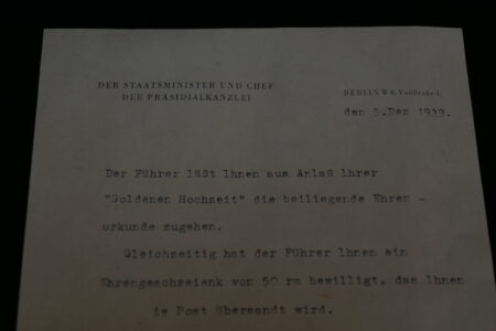 Original WWII German - Congratulatory letter from Adolf Hitler’s office - Berlin Vosstrasse 4 -   Fully Translated - Rare - Image 3