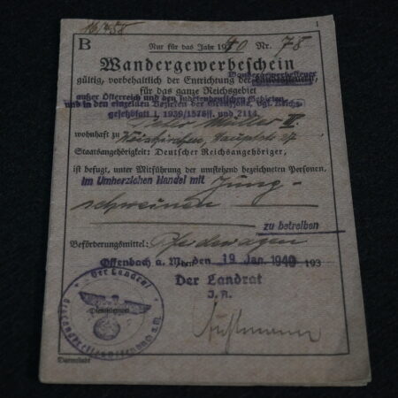 Original WWII German Wandergewerbeschein ID Document - Itinerant Trade Permit - Odd TR ID - Image 2