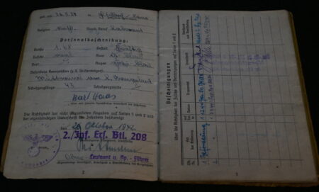 Original WWII German Army Soldbuch - Obergefreiter Karl Haas - 353 Infanterie Division - Siegfried Line - POW - EK2 - West Front - Image 5
