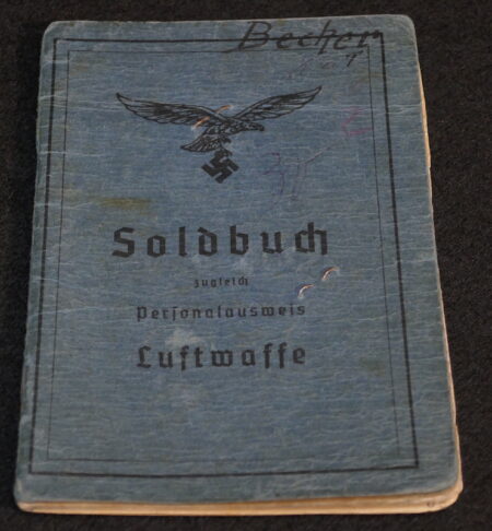 Original WWII German Luftwaffe Soldbuch - Obergefreiter Heinrich Becker - Luftgau-Nachrichten-Regiment Moskau - Image 2