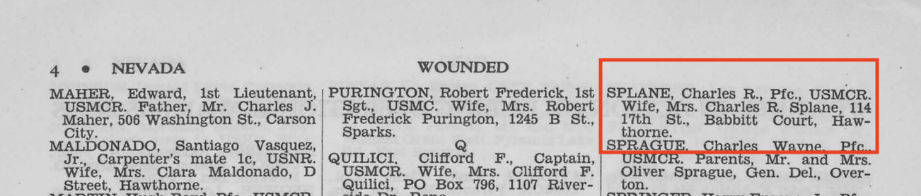 Original WWII Purple Heart - Pfc C R Splane - USMCR - Battle of Enewetak Atoll - Wounded in Action - Image 5