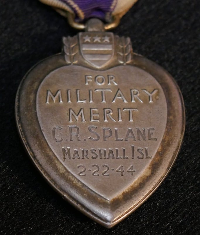 Original WWII Purple Heart - Pfc C R Splane - USMCR - Battle of Enewetak Atoll - Wounded in Action