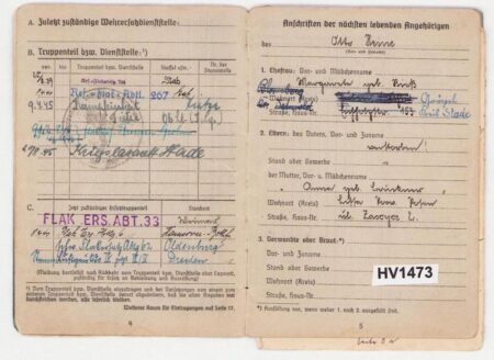 Original WWII Luftwaffe Soldbuch - Stabsintendant Otto Heine - Truppensonderdienst (TSD) - Kampfeinheit Tietze April 1945 - Image 8
