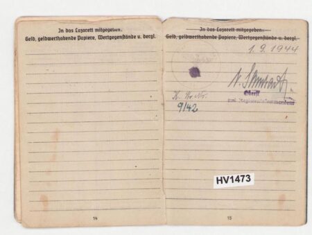 Original WWII Luftwaffe Soldbuch - Stabsintendant Otto Heine - Truppensonderdienst (TSD) - Kampfeinheit Tietze April 1945 - Image 14