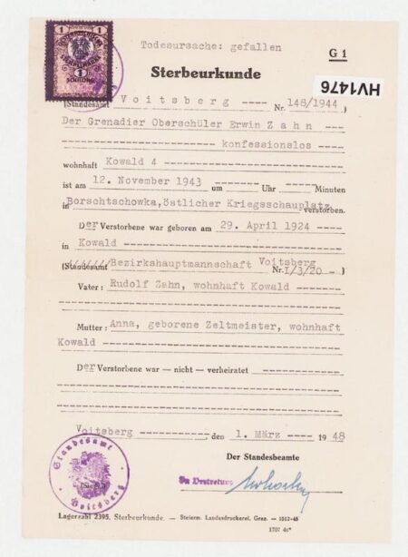 Original WWII German Wehrpass Grouping - Gefreiter Erwin Zahn - Grenadier Regiment 348 - 216 Infanterie Division - Iron Cross -  Letters Fully Translated - Isle of Man Link! Rare - Image 12