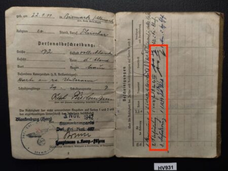 Original WWII German Wehrmacht Soldbuch - Obergefr Riechmann - Festung Lorient - Festung Lorient -  Bataillon Böck - RARE! - Image 4