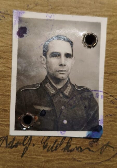 Original WWII German Wehrmacht - Soldbuch Gefr Adolf Edelkraut - Wounded in France July 1944 - 159 Reserve Division - Grenadier Regiment 74 - 19 VGD - Shot in Stomach -  US 44th Infantry Division - Germany 1945