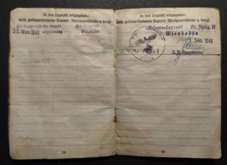 Original WWII German Wehrmacht - Soldbuch Gefr Adolf Edelkraut - Wounded in France July 1944 - 159 Reserve Division - Grenadier Regiment 74 - 19 VGD - Shot in Stomach -  US 44th Infantry Division - Germany 1945 - Image 12