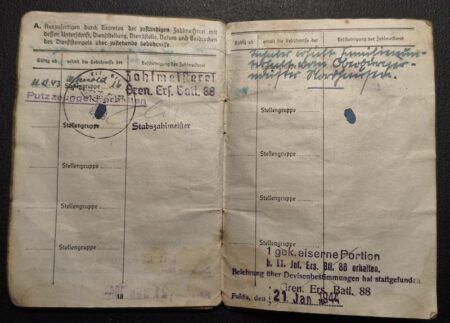 Original WWII German Wehrmacht - Soldbuch Gefr Adolf Edelkraut - Wounded in France July 1944 - 159 Reserve Division - Grenadier Regiment 74 - 19 VGD - Shot in Stomach -  US 44th Infantry Division - Germany 1945 - Image 13