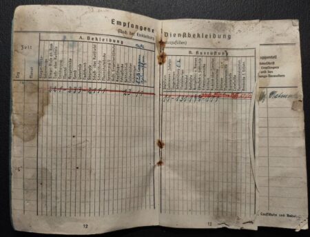 Original WWII German Luftwaffe Soldbuch - Kanonier Heinrich Helmecke - Flak-Ersatz-Abteilung 12 - Berlin 1945 - Image 13