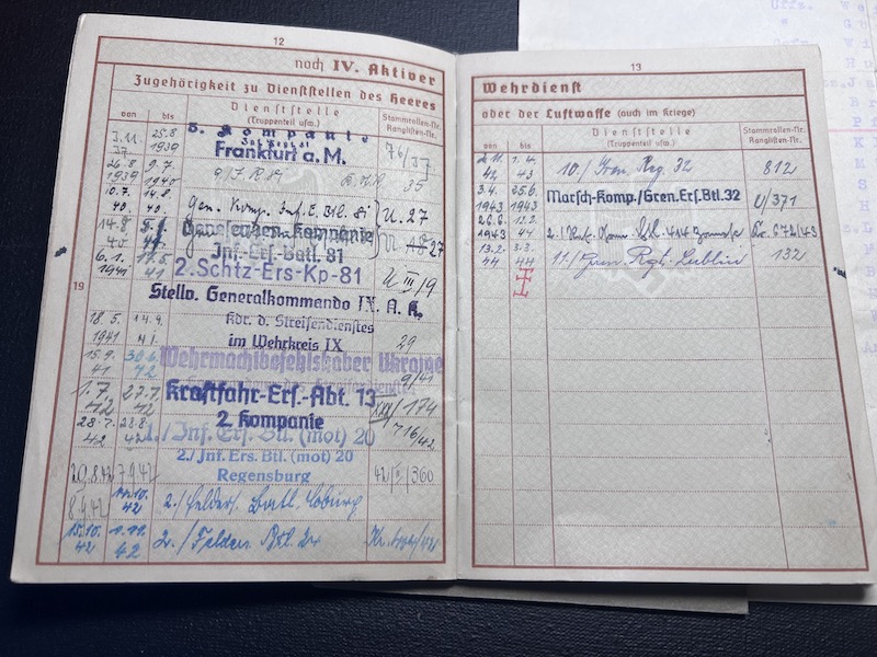 WWII German Wehrmacht Wehrpass KIA Grouping -Oberfeldwebel Pflüger - Saar Offensive 1939 Action Report - IR81 WIA France 1940 - Black Wounds Badge Certificate Le Hamal (Rare version!) Streifendienst - Grenadier Regiment Lublin - Image 11