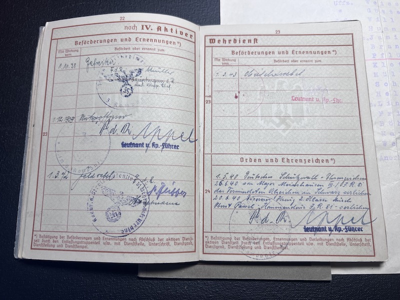 WWII German Wehrmacht Wehrpass KIA Grouping -Oberfeldwebel Pflüger - Saar Offensive 1939 Action Report - IR81 WIA France 1940 - Black Wounds Badge Certificate Le Hamal (Rare version!) Streifendienst - Grenadier Regiment Lublin - Image 13