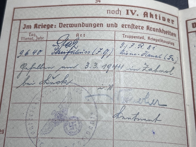 WWII German Wehrmacht Wehrpass KIA Grouping -Oberfeldwebel Pflüger - Saar Offensive 1939 Action Report - IR81 WIA France 1940 - Black Wounds Badge Certificate Le Hamal (Rare version!) Streifendienst - Grenadier Regiment Lublin - Image 18