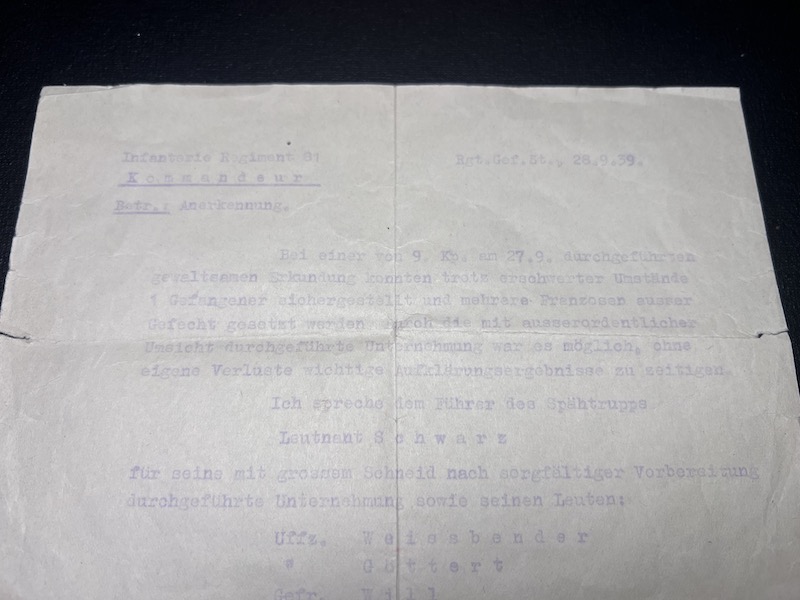 WWII German Wehrmacht Wehrpass KIA Grouping -Oberfeldwebel Pflüger - Saar Offensive 1939 Action Report - IR81 WIA France 1940 - Black Wounds Badge Certificate Le Hamal (Rare version!) Streifendienst - Grenadier Regiment Lublin - Image 20