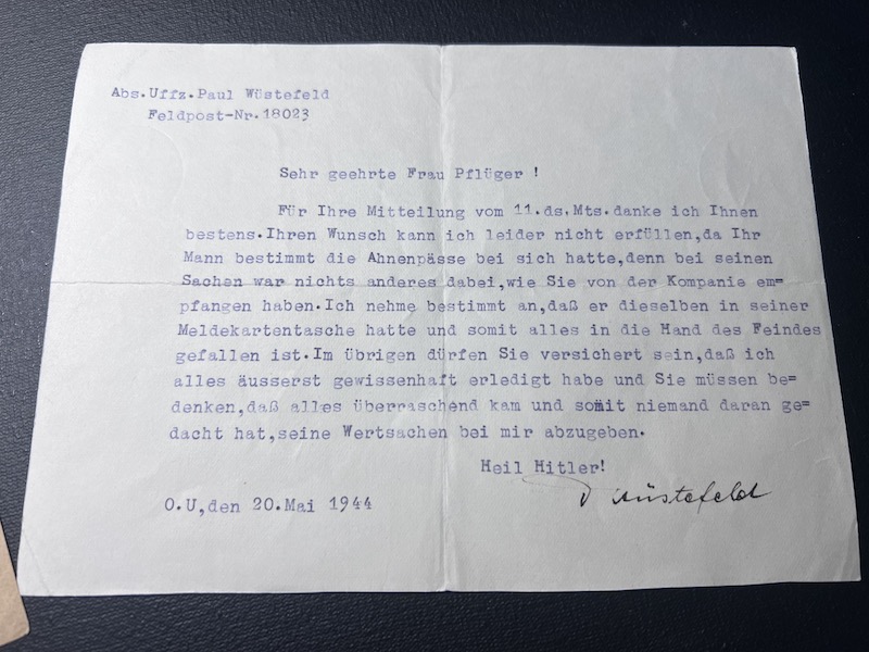 WWII German Wehrmacht Wehrpass KIA Grouping -Oberfeldwebel Pflüger - Saar Offensive 1939 Action Report - IR81 WIA France 1940 - Black Wounds Badge Certificate Le Hamal (Rare version!) Streifendienst - Grenadier Regiment Lublin - Image 23