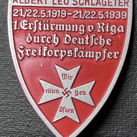 Original WWII German Freikorps Medal 1919 - 1939 - Albert Leo Schlageter - First Storming of Riga Deutsche Friekorpskämpfer - Very Rare Large Badge