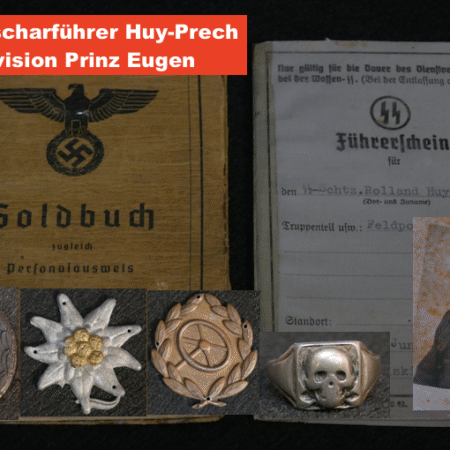 Original Waffen-SS Soldbuch Grouping - SS Unterscharführer Roland Huy-Prech - SS-Freiwilligen-Gebirgs-Jäger-Regiment 14 „Skanderbeg“ - 7 SS Division Prinz Eugen - RARE! (Reserved)