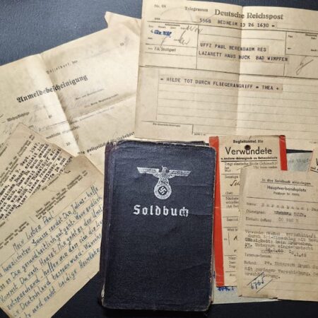 WWII Wehrmacht Soldbuch Grouping - Uffz Paul Berenbaum - Born in France! - Incredible Story Buried Alive by US Artillery - Grenadier Regiment 713 - 416 Inf Div West Wall 1945  - Mortar Team Leader - Rare!
