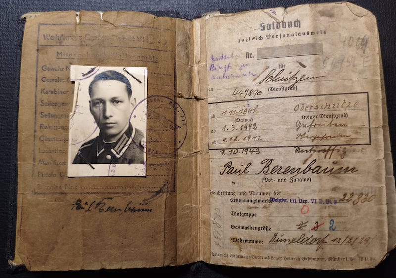 WWII Wehrmacht Soldbuch Grouping - Uffz Paul Berenbaum - Born in France! - Incredible Story Buried Alive by US Artillery - Grenadier Regiment 713 - 416 Inf Div West Wall 1945 - Mortar Team Leader - Rare! - Image 5