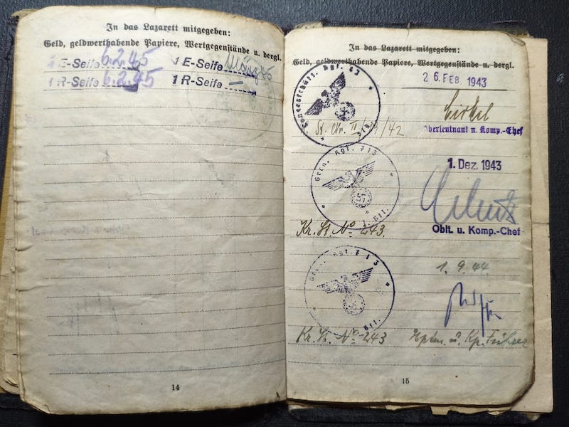 WWII Wehrmacht Soldbuch Grouping - Uffz Paul Berenbaum - Born in France! - Incredible Story Buried Alive by US Artillery - Grenadier Regiment 713 - 416 Inf Div West Wall 1945 - Mortar Team Leader - Rare! - Image 16