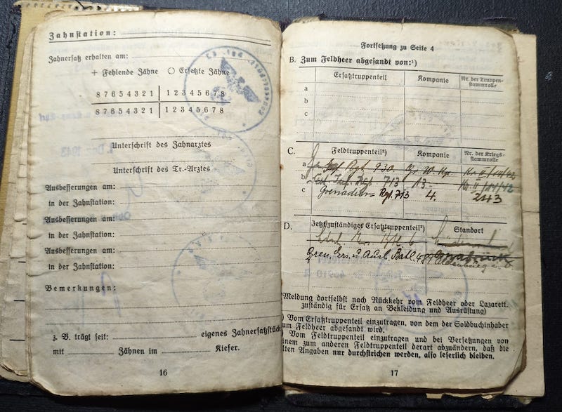 WWII Wehrmacht Soldbuch Grouping - Uffz Paul Berenbaum - Born in France! - Incredible Story Buried Alive by US Artillery - Grenadier Regiment 713 - 416 Inf Div West Wall 1945 - Mortar Team Leader - Rare! - Image 17