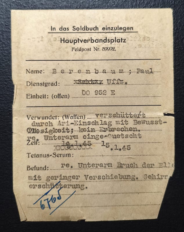WWII Wehrmacht Soldbuch Grouping - Uffz Paul Berenbaum - Born in France! - Incredible Story Buried Alive by US Artillery - Grenadier Regiment 713 - 416 Inf Div West Wall 1945 - Mortar Team Leader - Rare! - Image 32