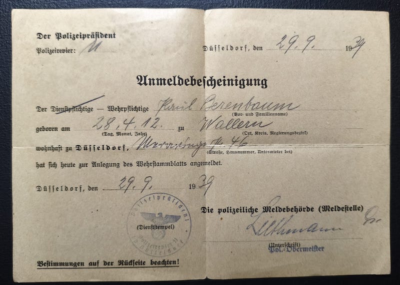 WWII Wehrmacht Soldbuch Grouping - Uffz Paul Berenbaum - Born in France! - Incredible Story Buried Alive by US Artillery - Grenadier Regiment 713 - 416 Inf Div West Wall 1945 - Mortar Team Leader - Rare! - Image 47