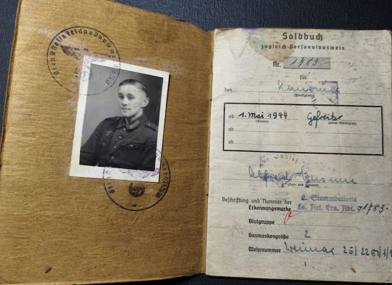 WWII Wehrmacht Soldbuch - Gefreiter Alfred Unsinn - Child Soldier 16 Years Old - Belfort Gap France 1944 - 159 Infanterie Division