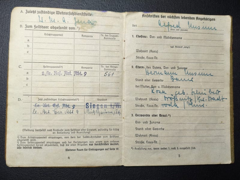 WWII Wehrmacht Soldbuch - Gefreiter Alfred Unsinn - Child Soldier 16 Years Old - Belfort Gap France 1944 - 159 Infanterie Division - Image 8