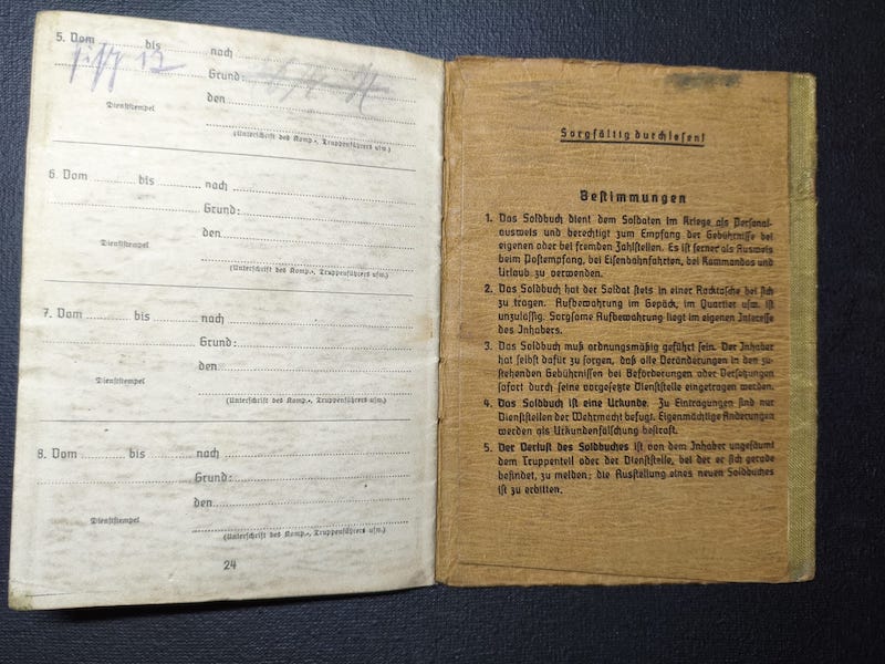 WWII Wehrmacht Soldbuch - Gefreiter Alfred Unsinn - Child Soldier 16 Years Old - Belfort Gap France 1944 - 159 Infanterie Division - Image 14