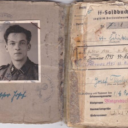 WWII German Waffen-SS Soldbuch ID - SS Rottenführer Josef Tischer - SS Panzer Artillerie Regiment " Das Reich " - SS Artillerie Regiment 54 - Nederland - Kurland 1944 - SS Artillerie Regiment 23 - Oder / Halbe 1945 - POW - Rare unit!