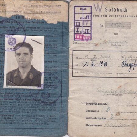 Original WWII German Luftwaffe Soldbuch - Obergefreiter August Seibert - Flak Regiment 61 (mot) - Eastern Front Medal - Black Wounds Badge