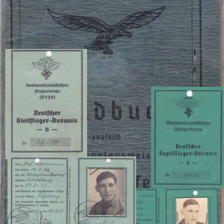 WWII German Luftwaffe Soldbuch ID Grouping - Pilot NCO Gerhard Lippmann - Nachtjageschwarder 101 - FL Sonderkommando ObL - Pilot Badge