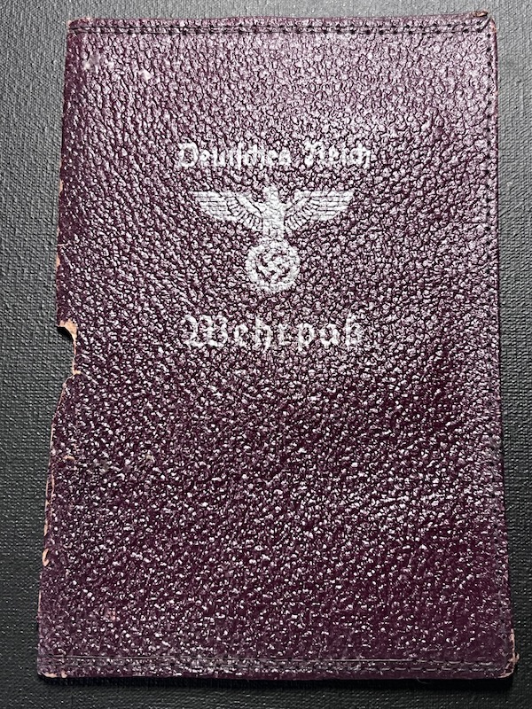 Original WWII German Army Deutsches Reich Wehrpass Cover Wallet Brown Ersatz Leather