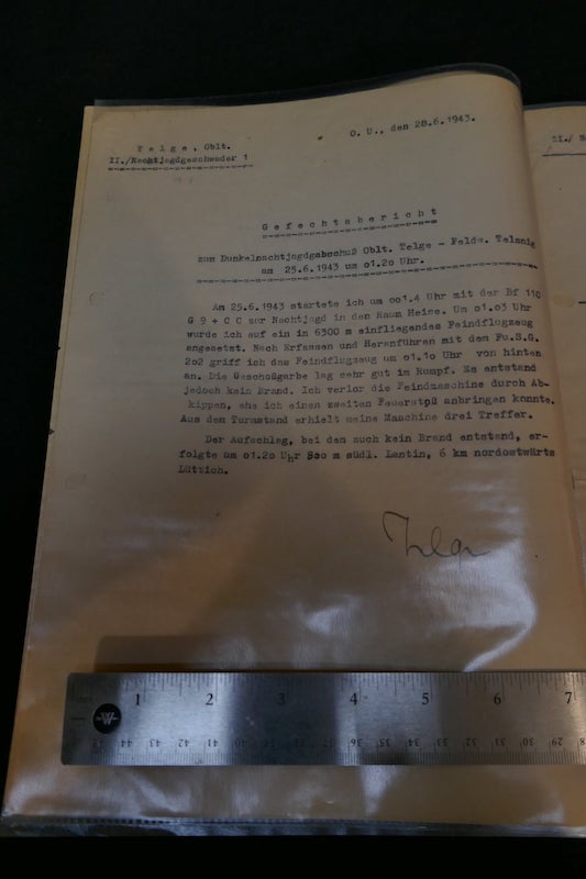 Original WWII German Luftwaffe Night Fighter Kill Report - Nachtjagdgeschwader 1 - RAF Lancaster Lantin/Heverlee Belgium - Photos - RARE - Image 7