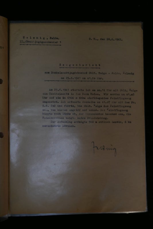 Original WWII German Luftwaffe Night Fighter Kill Report - Nachtjagdgeschwader 1 - RAF Lancaster Lantin/Heverlee Belgium - Photos - RARE - Image 8