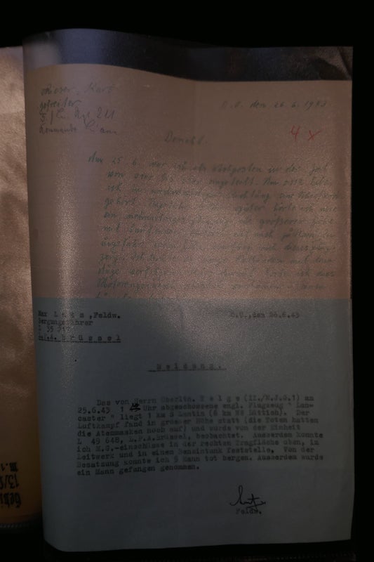 Original WWII German Luftwaffe Night Fighter Kill Report - Nachtjagdgeschwader 1 - RAF Lancaster Lantin/Heverlee Belgium - Photos - RARE - Image 3