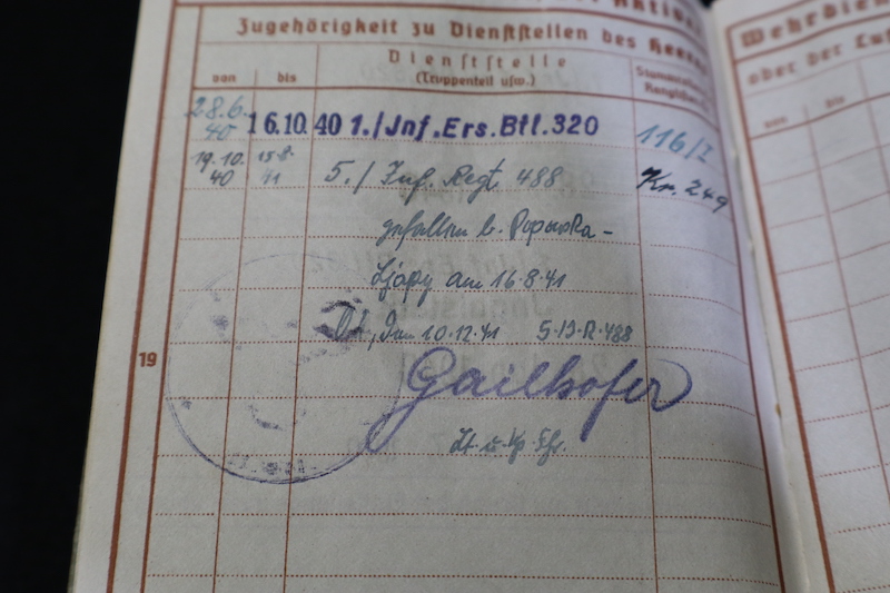 Original WWII German Wehrmacht Wehrpass ID - Gefr Josef Angermeier - Infanterie Regiment 488 -268. Infanterie-Division - KIA 1941 Russia - Image 9