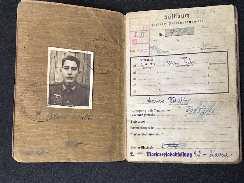 Original WWII German Kriegsmarine Soldbuch & Erkennungsmarke- Gefr Bruno Walter - Panzerjagd Abteilung 708 - KIA 22.04.1945 Black Forest (Reserved) - Image 3