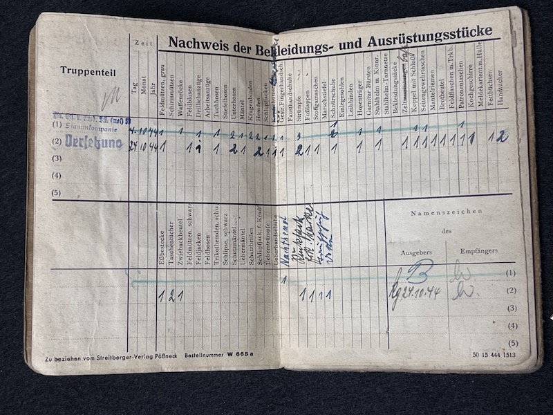 Original WWII German Kriegsmarine Soldbuch & Erkennungsmarke- Gefr Bruno Walter - Panzerjagd Abteilung 708 - KIA 22.04.1945 Black Forest (Reserved) - Image 9