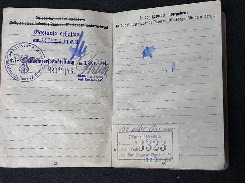 Original WWII German Kriegsmarine Soldbuch & Erkennungsmarke- Gefr Bruno Walter - Panzerjagd Abteilung 708 - KIA 22.04.1945 Black Forest (Reserved) - Image 17