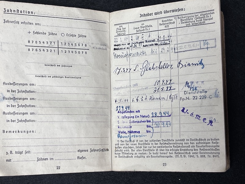Original WWII German Kriegsmarine Soldbuch & Erkennungsmarke- Gefr Bruno Walter - Panzerjagd Abteilung 708 - KIA 22.04.1945 Black Forest (Reserved) - Image 18