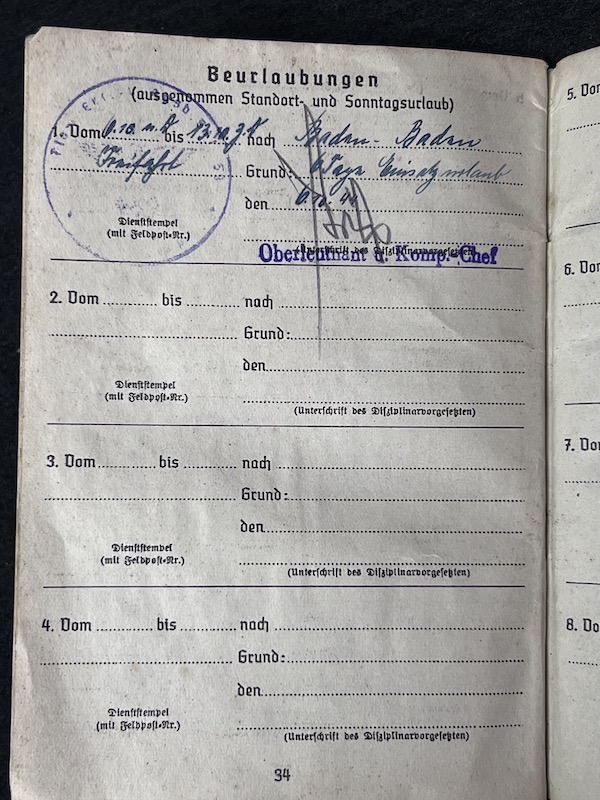 Original WWII German Kriegsmarine Soldbuch & Erkennungsmarke- Gefr Bruno Walter - Panzerjagd Abteilung 708 - KIA 22.04.1945 Black Forest (Reserved) - Image 24